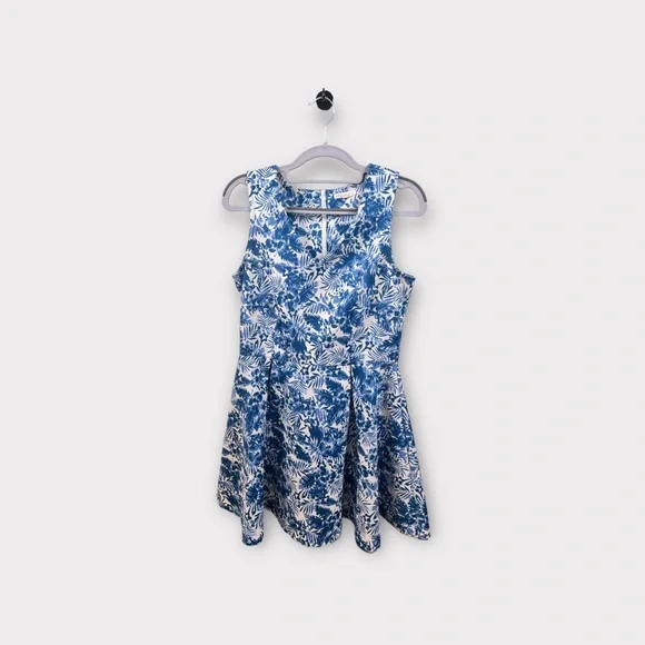 Copper Key Dresses | Womens Copper Key Dress Medium Palms Floral Blue White Vacation Midi Beautiful | Color: Blue/White | Size: M | Ambrosebelle's